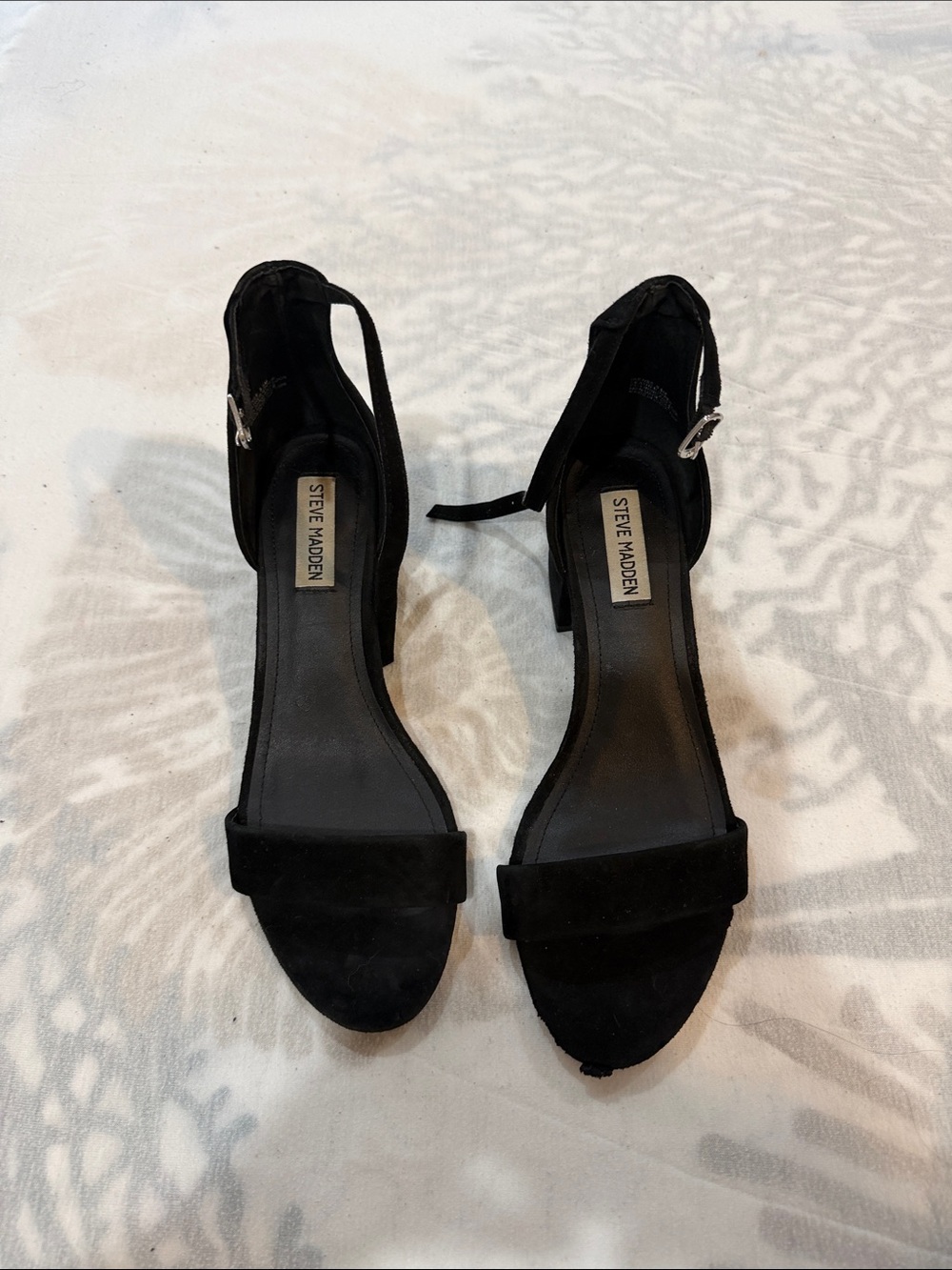 Steve Madden Black Suede Ankle-Strap Sandals